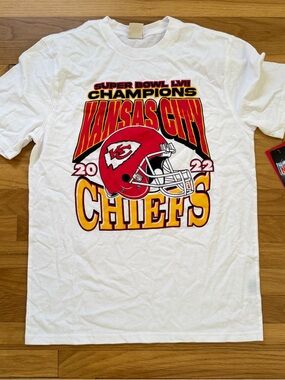 NFL Kansas City Chiefs Super Bowl LVII Champions White Red Yellow Tee